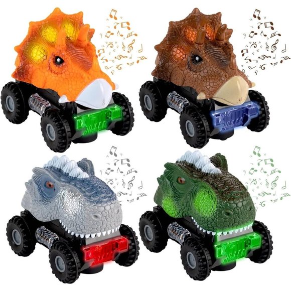 ToyVelt 2021 Edition Dinosaur Pull Back Cars Toys for Kids – 4 Pack Cars - Picture 1 of 1